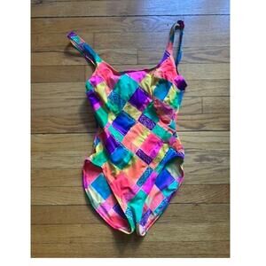 Vintage 80's 90's Neon Bright Swimsuit One Piece